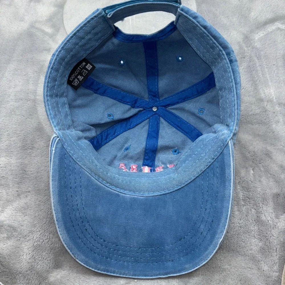 ESY Aruba One Happy Island Baseball Cap Men's Blue Pink Cotton One Size